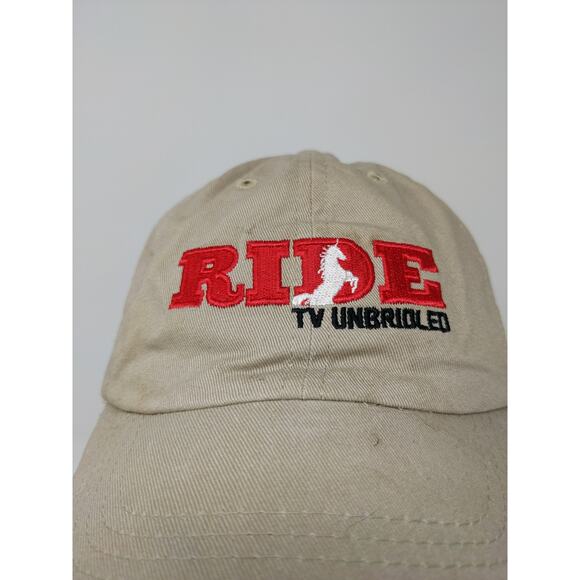 Ride TV Unbridled Horse Equestrian Slideback Hat Embroidered Logo Tan - Picture 3 of 9